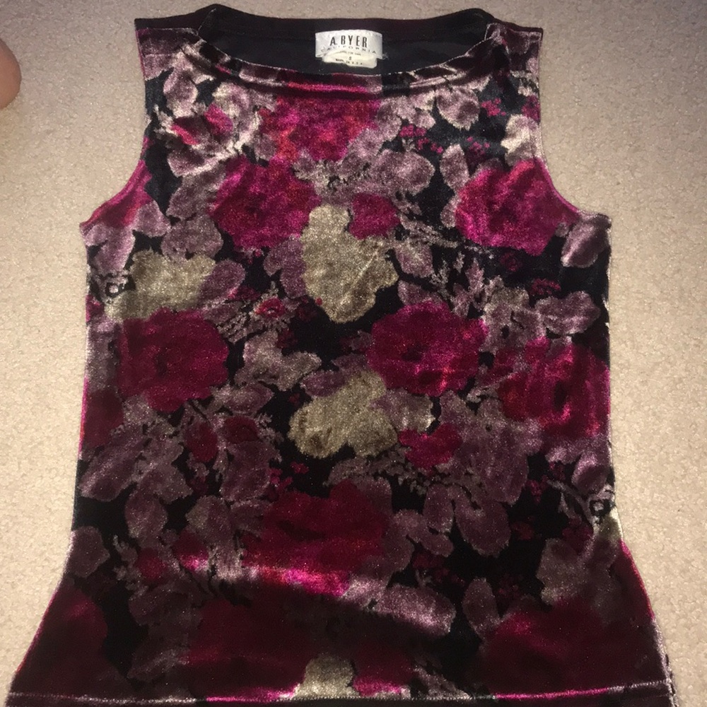 Pink and Silver Velvet Tank Top